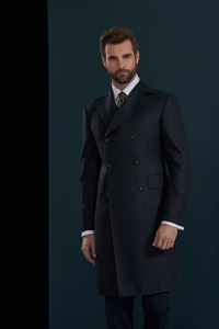 BLACK DOUBLE BREASTED OVERCOAT